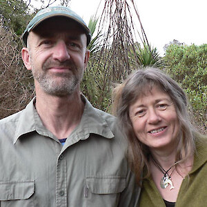 Ian and Jenny Gamble in front of their restoration area.