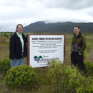 Edith Jones, a main driver in the Home Creek restoration plantings project, with Brian Rance, her botanical advisor.