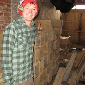 Mitch stands beside the group's handiwork - mass tunnel production.