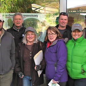 Bluff Enviro Trust committee visit Orokanui Sanctuary to investigate predator fencing. July 2014 .