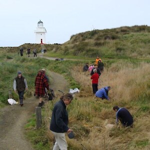 Southland Forest and Bird monthly outing included the first plantings at their Waipapa Point restoration site. February 2011.