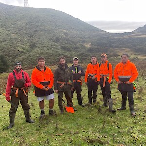 Predator control contractor with Tauira (trainees). The Tauira training programme is a part of our LINZ project.