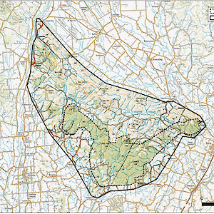 The overall area for our long-term plan which includes predator control, environmental restoration, and biodiversity monitoring.