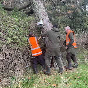 An AT220 trap being installed on Otago/Southland boundary.